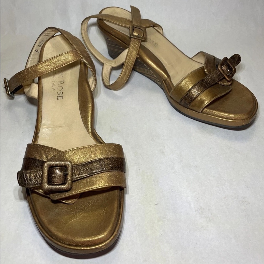 Taryn Rose Metallic Bronze Wedge Sandals EU 40